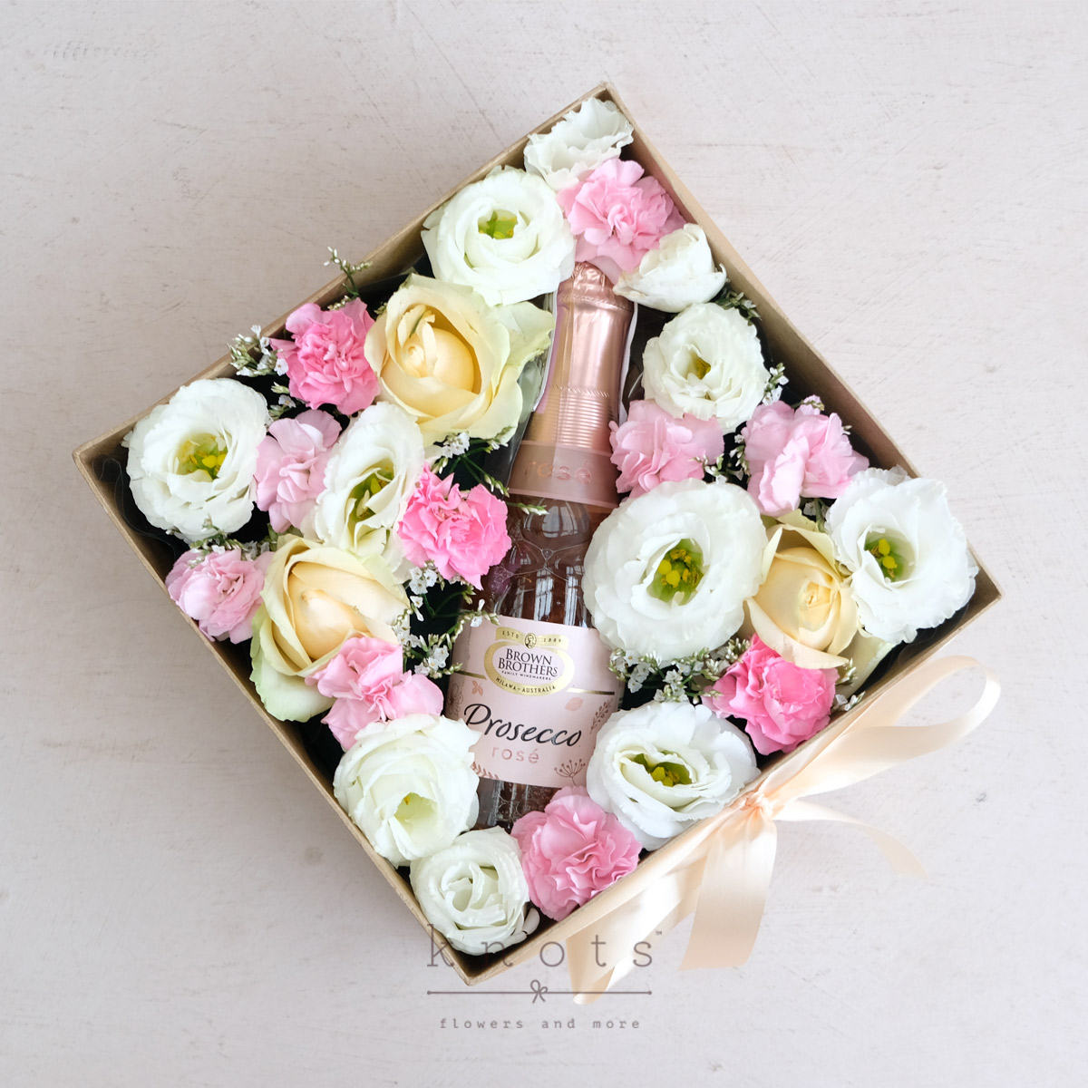 Dazzling and Sparkling (Flowers and Wine Arrangement)