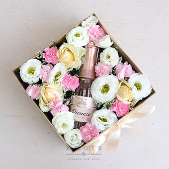 Dazzling  and Sparkling (Flowers and Wine Arrangement)
